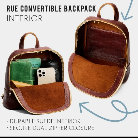 Portland Leather Goods Rue Convertible Backpack Coldbrew - Picture 9 of 16